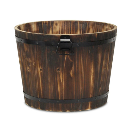 Brown Wood And Metal 1000 Ounce Round Distressed Planter Box