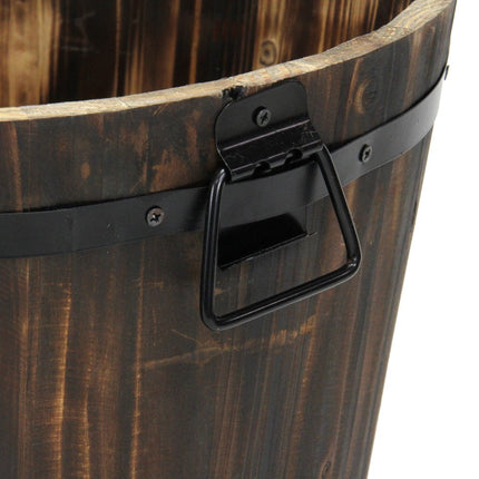 Brown Wood And Metal 800 Ounce Round Distressed Planter Box
