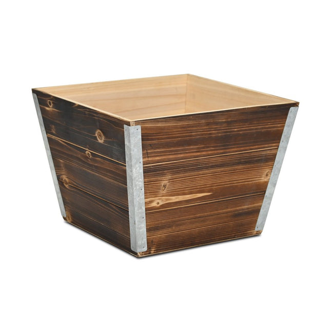 Natural And Silver Metal And Wood 1000 Ounce Square Distressed Planter Box