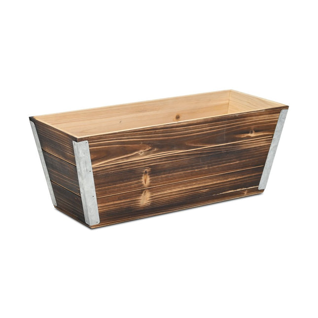 Brown Wood And Metal 700 Ounce Rectangular Distressed Planter Box