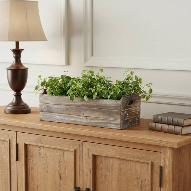 Brown Wood 200 Ounce Rectangular Distressed Planter Box