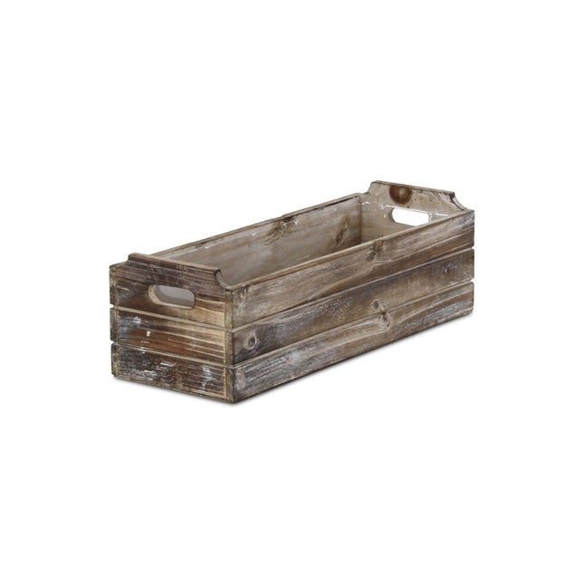 Brown Wood 200 Ounce Rectangular Distressed Planter Box