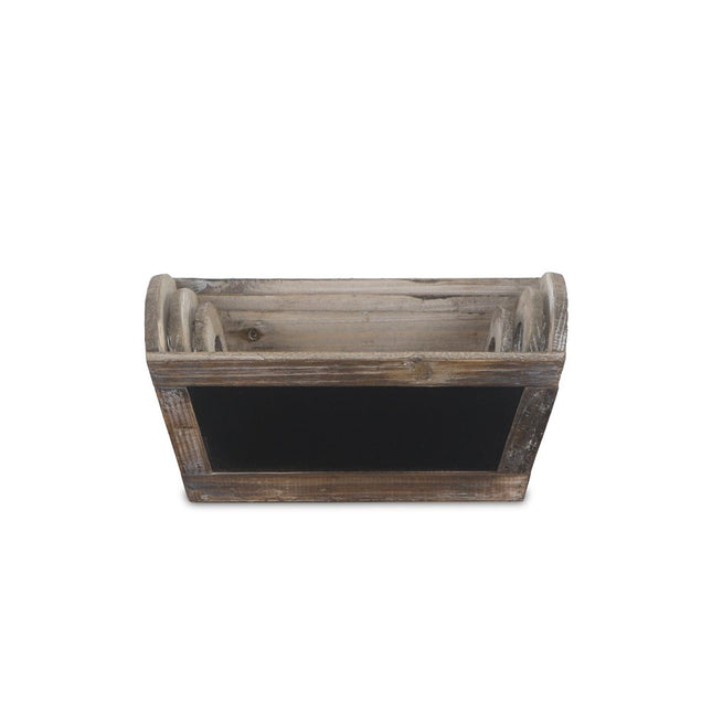 Set of Three Brown Wood 300 Ounce Rectangular Distressed Planter Boxes