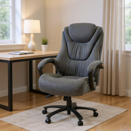 Set of Two Gray and Black Adjustable Height Swivel Rolling Executive Office Chair