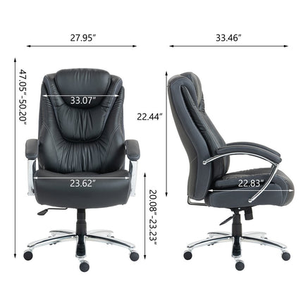 Set of Two Black and Silver Adjustable Height Swivel Rolling Executive Office Chairs