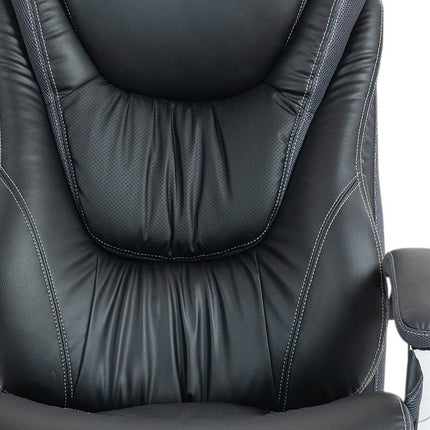 Set of Two Black and Silver Adjustable Height Swivel Rolling Executive Office Chairs