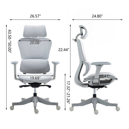 Set of Two Gray Adjustable Height Swivel Rolling Office Chairs
