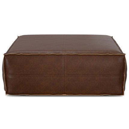 36" Dark Brown Faux Leather Cocktail Ottoman