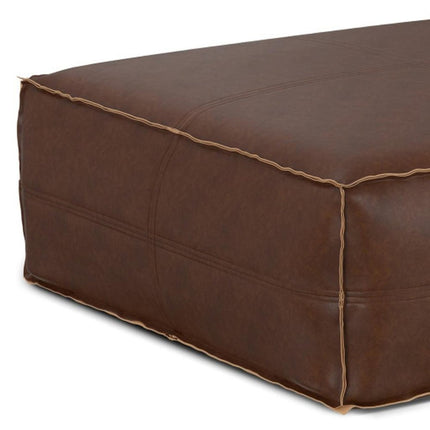 36" Dark Brown Faux Leather Cocktail Ottoman