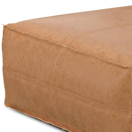 36" Camel Faux Leather Cocktail Ottoman