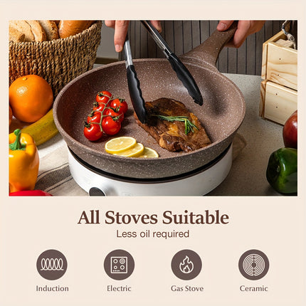 Cookware Sets, 10 Pcs Brown Granite Pots And Pans.