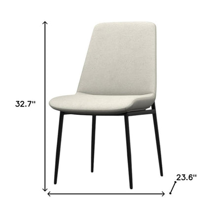 Set of Two Natural and Black Solid Wood Dining Parsons Chairs