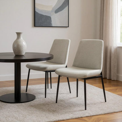 Set of Two Natural and Black Solid Wood Dining Parsons Chairs