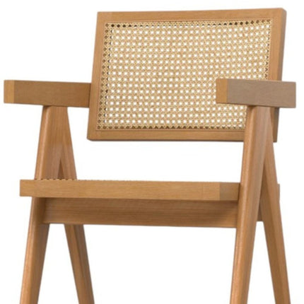 Set of Two Natural Solid Wood Dining Parsons Chairs