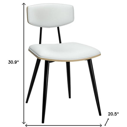 Set of Two White and Black Solid Wood Dining Parsons Chairs