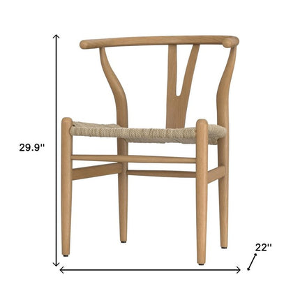 Set of Two Natural Solid Wood Dining Parsons Chairs