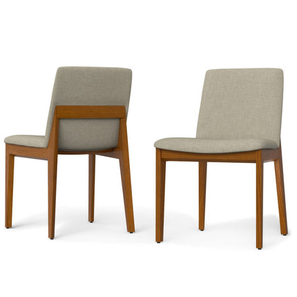 Set of Two Natural and Walnut Solid Wood Dining Parsons Chairs
