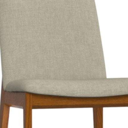 Set of Two Natural and Walnut Solid Wood Dining Parsons Chairs