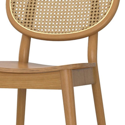 Set of Two Natural Solid Wood Dining Parsons Chairs