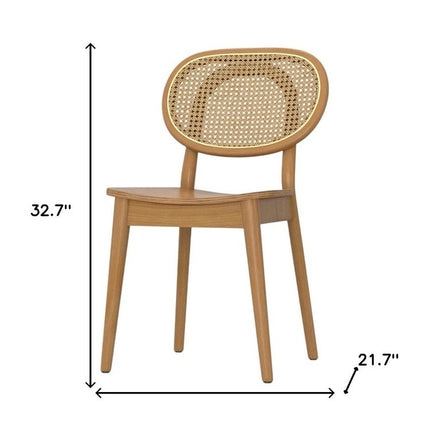 Set of Two Natural Solid Wood Dining Parsons Chairs