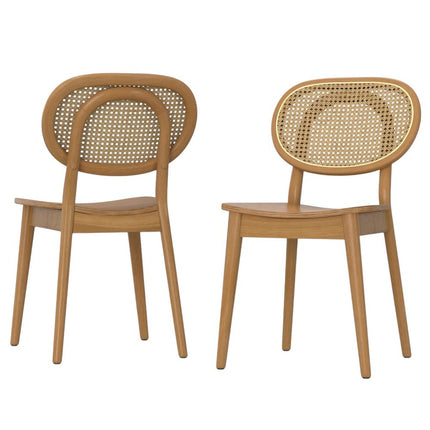Set of Two Natural Solid Wood Dining Parsons Chairs