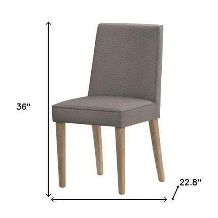 Set of Two Taupe and Brown Wood Dining Parsons Chairs