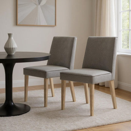 Set of Two Taupe and Brown Wood Dining Parsons Chairs