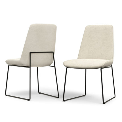 Set of Two Natural and Black Steel Dining Parsons Chairs