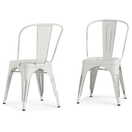 Set of Two White Metal Dining Parsons Chairs