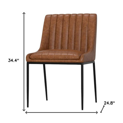 Set of Two Tan and Black Wood Dining Parsons Chairs