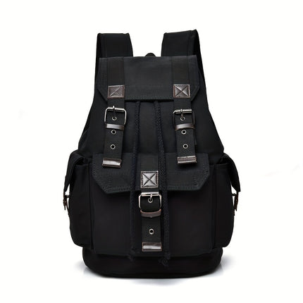 Canvas Backpack - Vintage Casual Travel Bag with Large Capacity, Adjustable Straps & Drawstring Detail