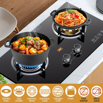 2-in-1 Cast Iron Cookware Set (Dutch Oven + Skillet) - Dual-Purpose Pots And Pans Set for Stove,