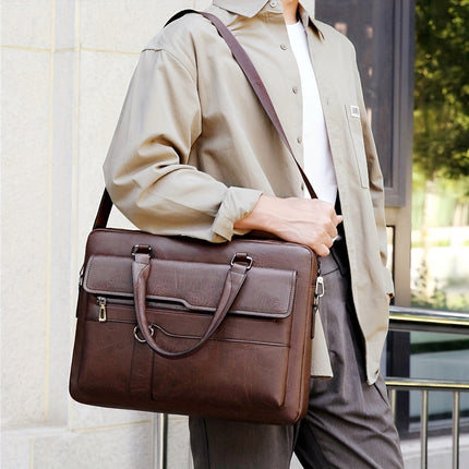 Men'S Briefcase, High-End Shoulder Bag, Stylish Crossbody Computer Bag, Large Capacity Document Bag