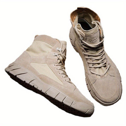 Men's Workwear-Inspired Low-Top Sneakers - Durable PU Upper & Rubber Sole, Breathable Fabric Lining,