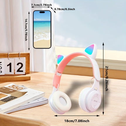 1pc Cute Glowing Cat Ear Headband Headphones Wireless, Long-Lasting, Multi-Color Options