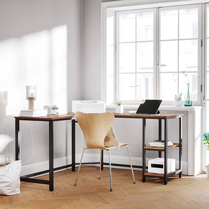 VASAGLE Computer Desk, L-Shaped Corner Desk, Gaming Desk, Workstation with 2 Storage Shelves for Home Office, Space-Saving