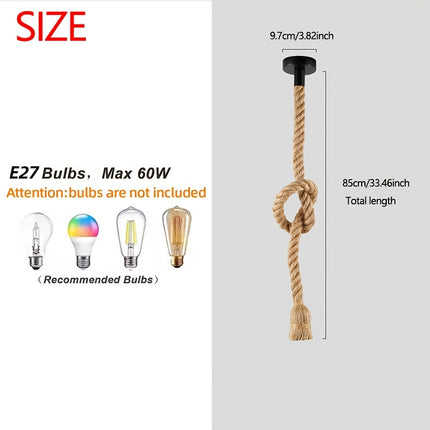 2Pcs rural retro tropical style hand woven hanging chandeliers, E27 bulb base, restaurant bar counter