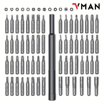 63 in 1 Precision Screwdriver Set | Small Steel Screwdriver Set with Flat and Phillips Heads,