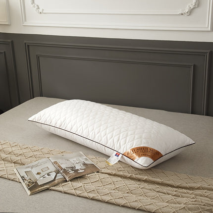 1pc Long Embroidered Pillow | Soft Polyester Filling, Classic Style, Zipper Closure