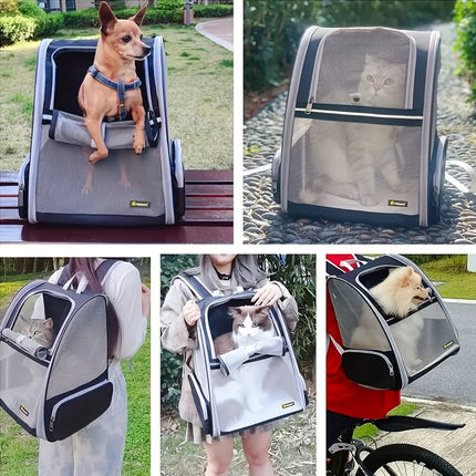 Portable Pet Backpack Carrier - Breathable & Foldable Double Shoulder Bag for Cats