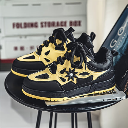 Men'S Shoes Featuring a Unique Floral Color-Block Design! Trendy And Comfortable Sneakers