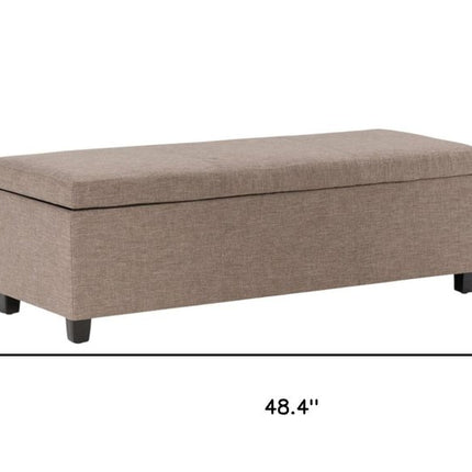 48" Dark Brown and Fawn Upholstery Storage Ottoman