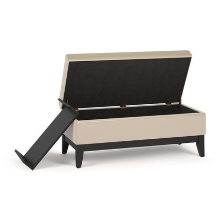 42" Dark Brown and Cream Upholstery Storage Ottoman