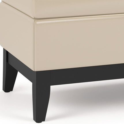 42" Dark Brown and Cream Upholstery Storage Ottoman