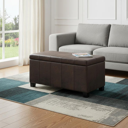 36" Dark Brown and Brown Upholstery Storage Ottoman