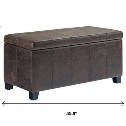36" Dark Brown and Brown Upholstery Storage Ottoman