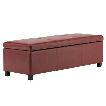 48" Dark Brown and Red Upholstery Storage Ottoman