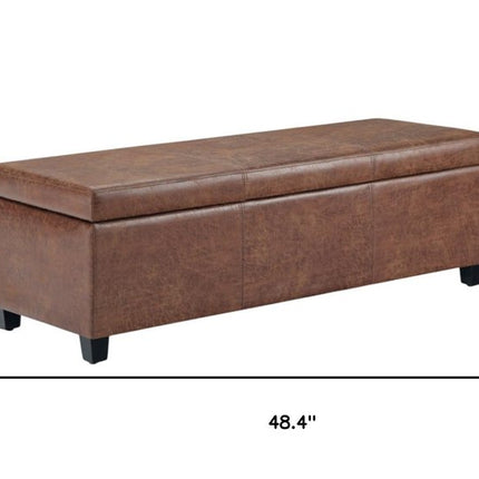 48" Dark Brown and Brown Upholstery Storage Ottoman