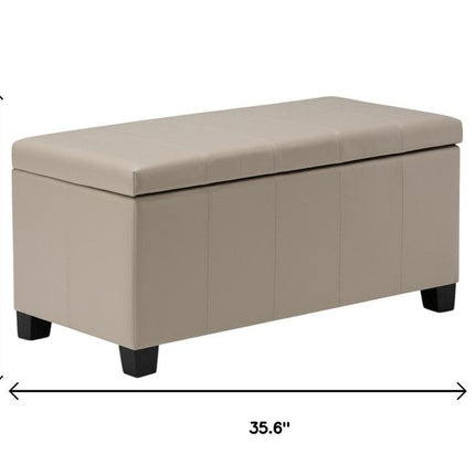 36" Dark Brown and Cream Upholstery Storage Ottoman