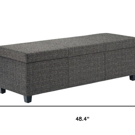 48" Dark Brown and Dark Gray Upholstery Storage Ottoman